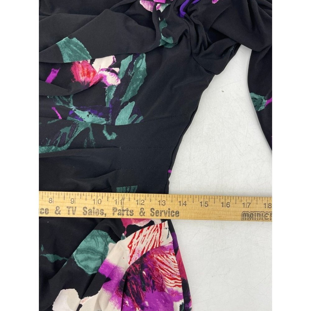 Ralph Lauren Women's Black Floral Long Sleeve Stretch Cocktail Party Dress Sz 6 - Picture 12 of 15